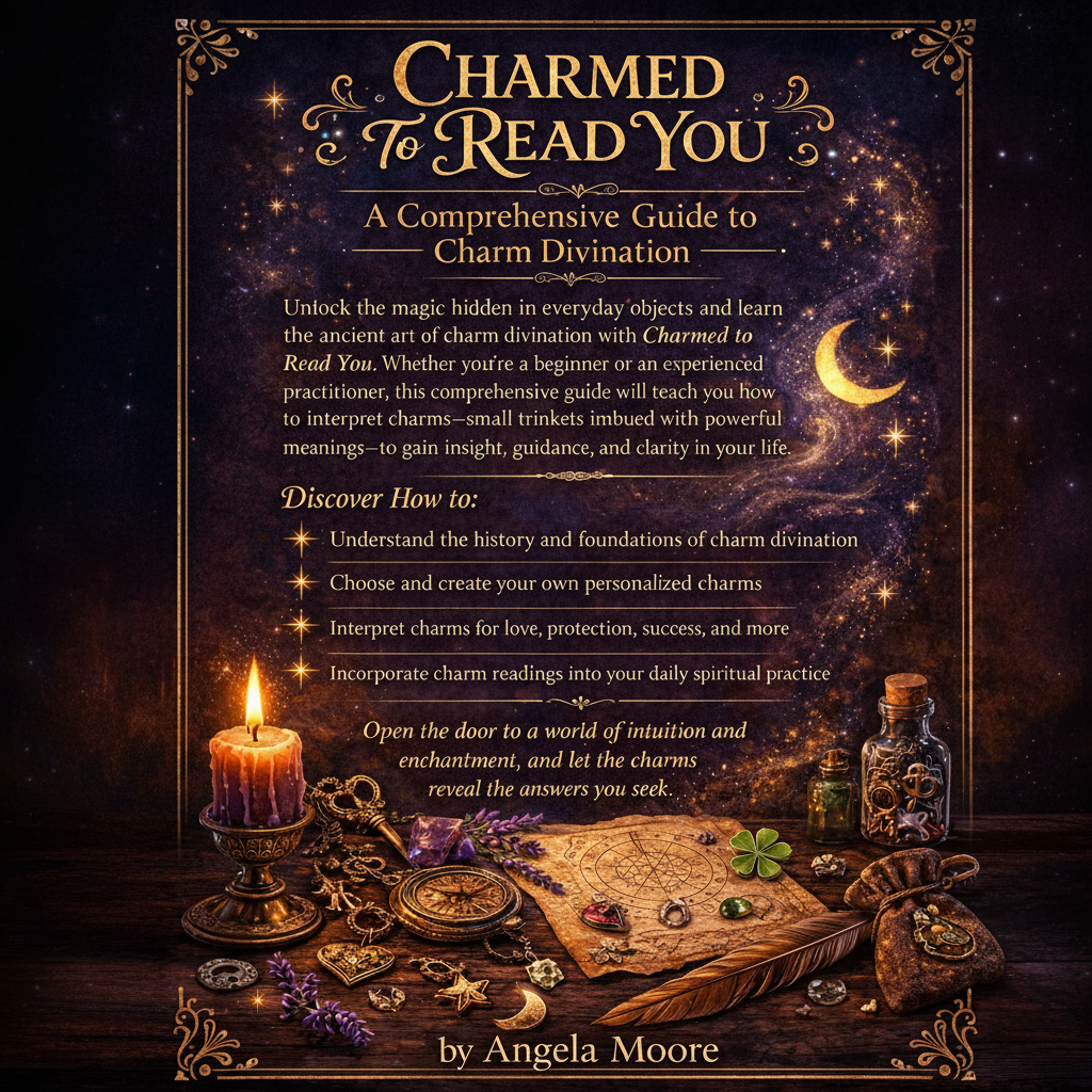 Book cover of 'Charmed to Read You' with magical elements and text about charm divination.